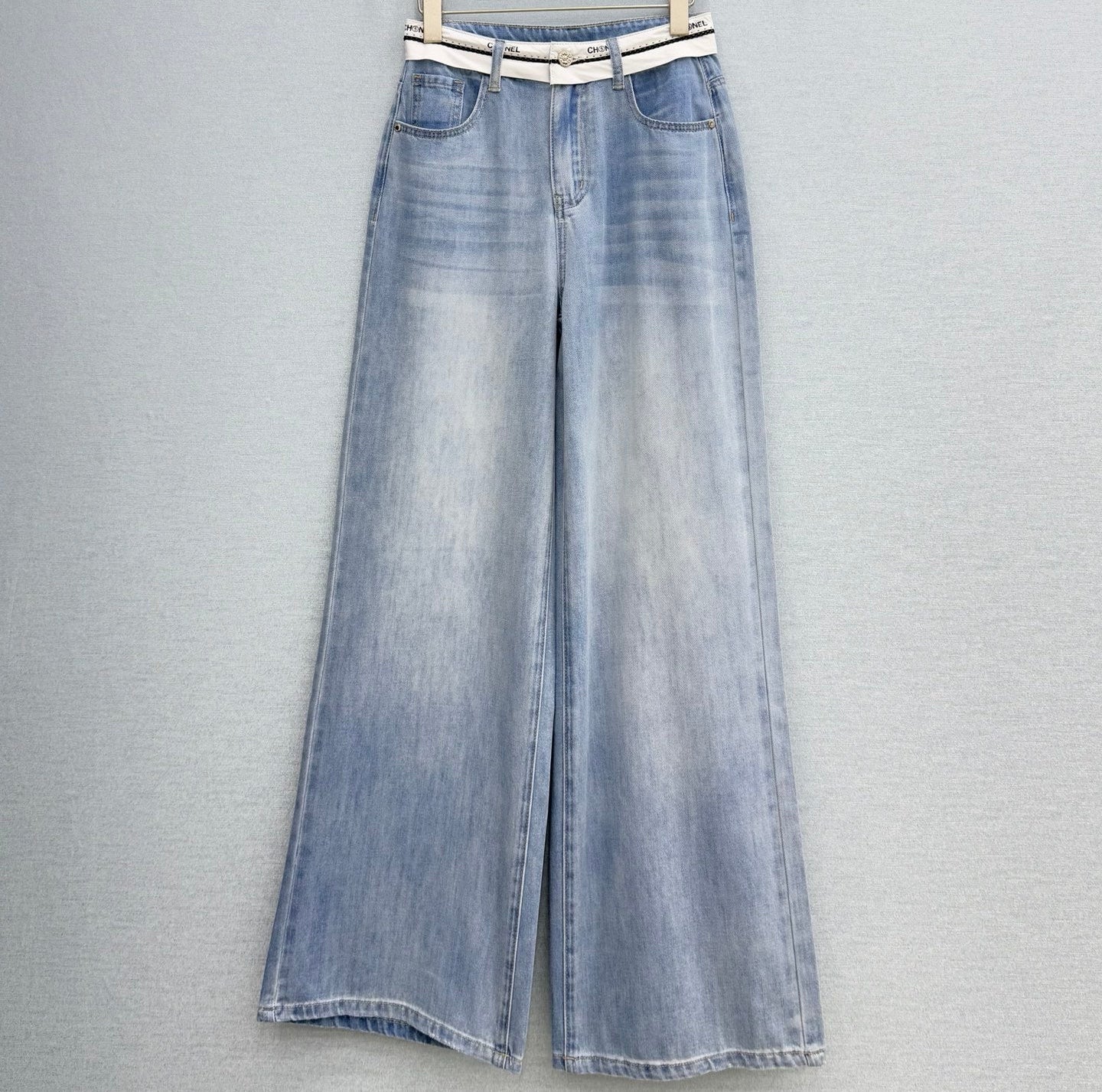 Chanel 2026 High-waist With Patterned Belt Jeans Blue Cotton 271519