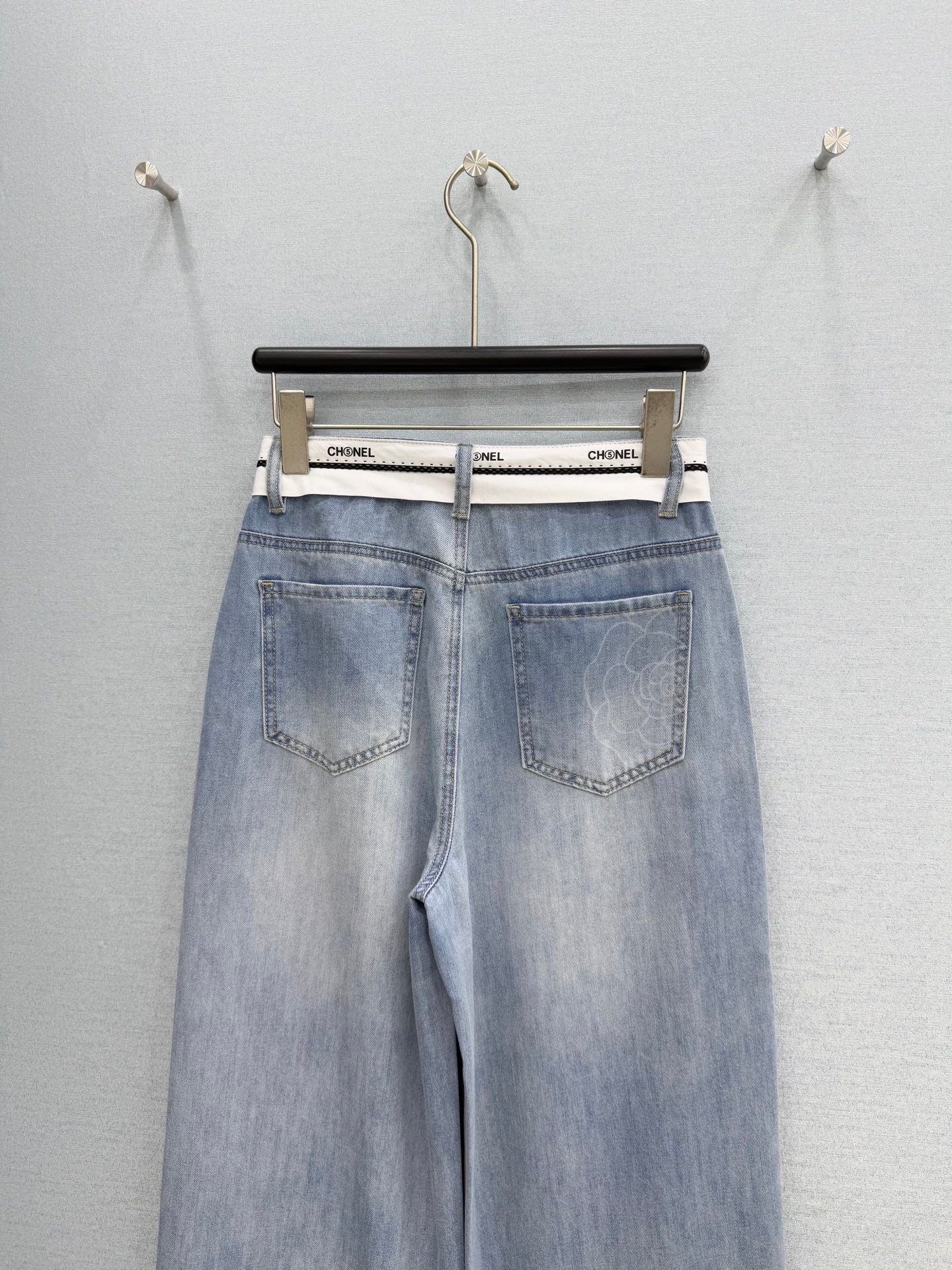Chanel 2026 High-waist With Patterned Belt Jeans Blue Cotton 271519