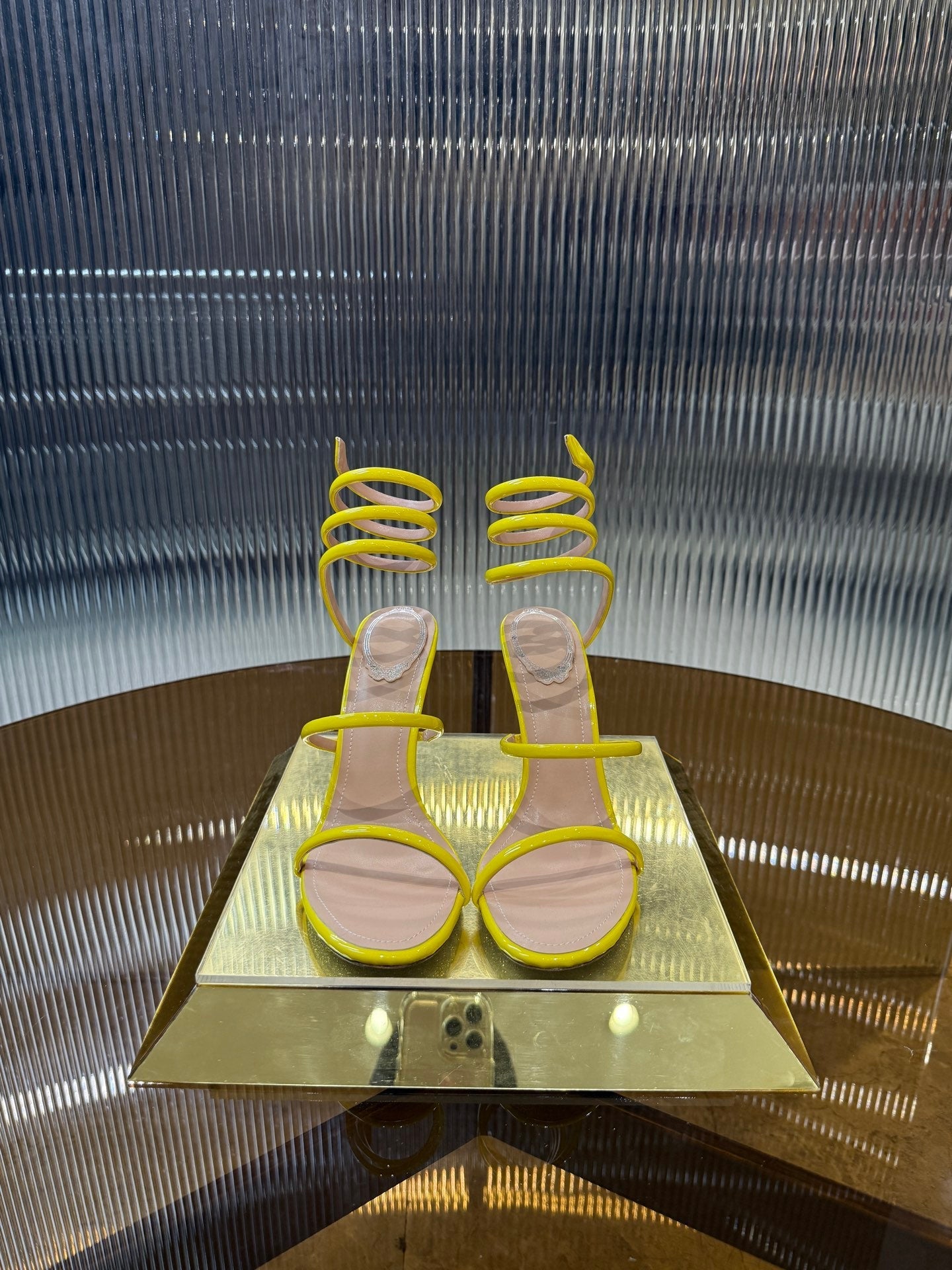 RC 25C Snake-Shaped Sandals 9.5cm Yellow Sheepskin 310625