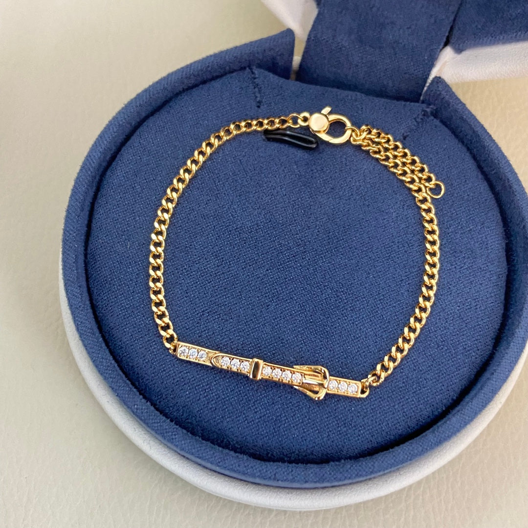 Hermes Diamond-Encrusted Buckle Belt  Open Bracelet