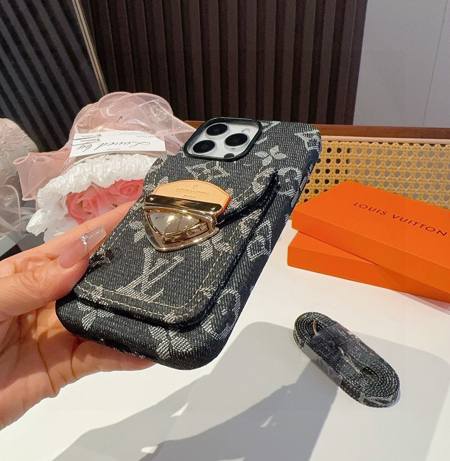 Louis Vuitton Denim Lock Phone Case 390511