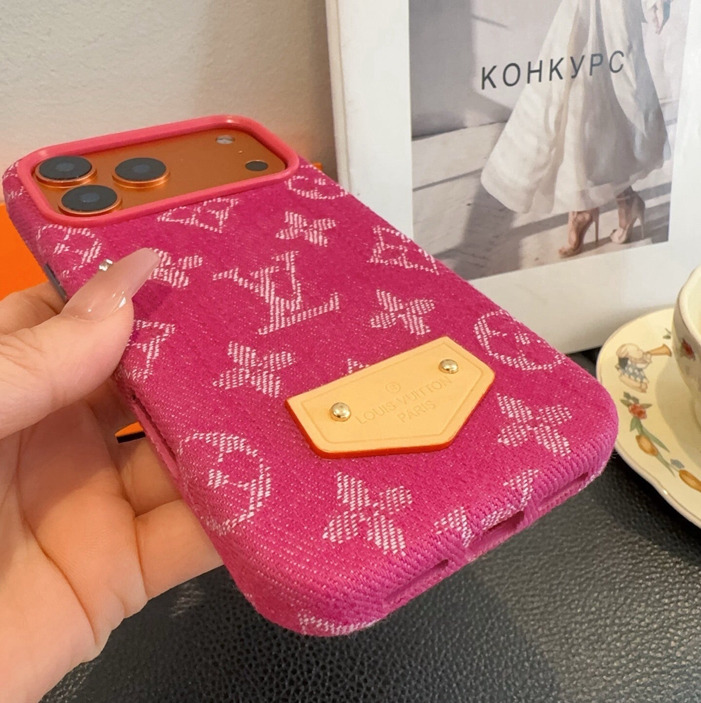 Louis Vuitton Denim Leather Label Phone Case 395085