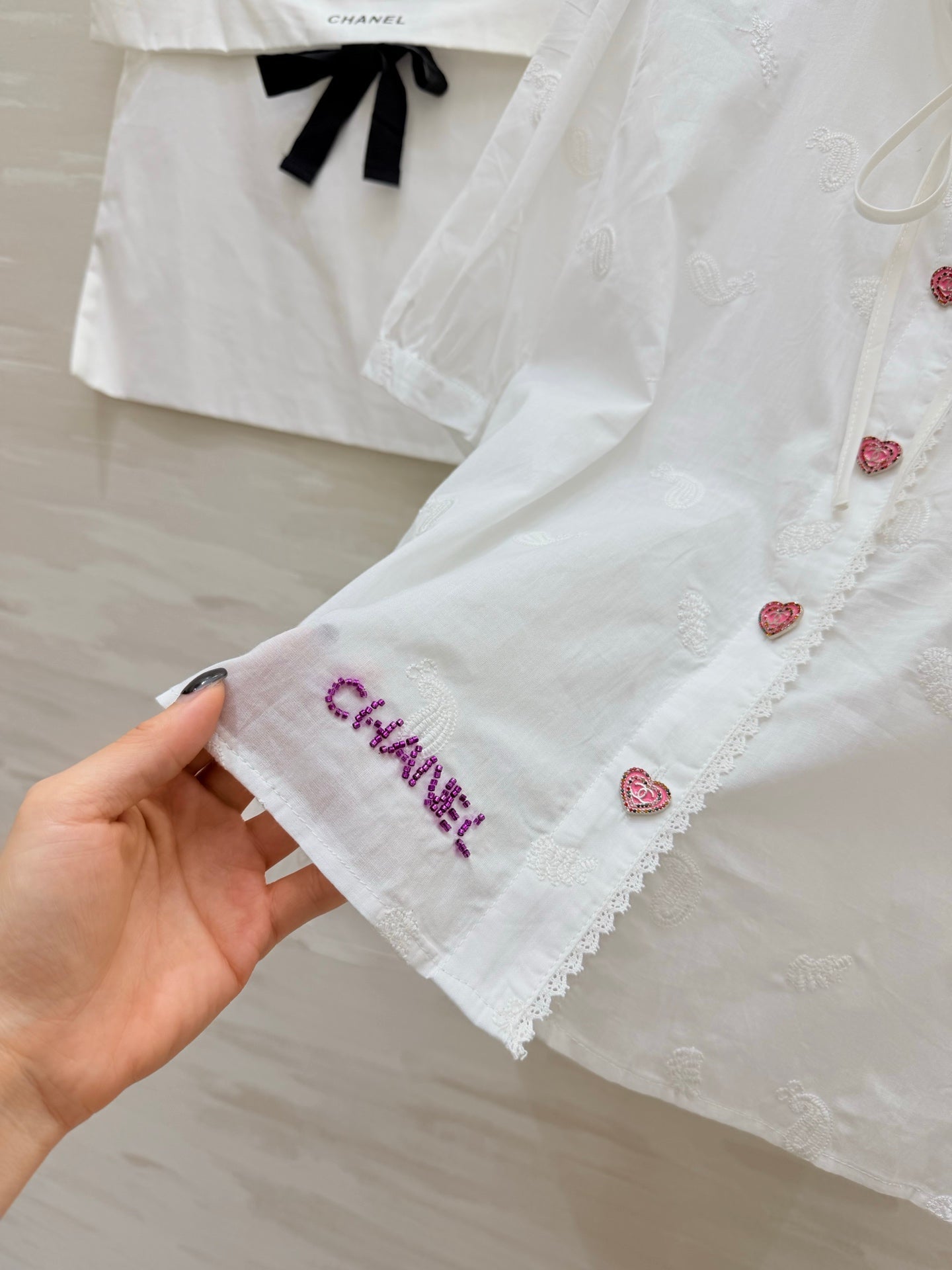Chanel 2026 Heart-button Shirt White Cotton 213365