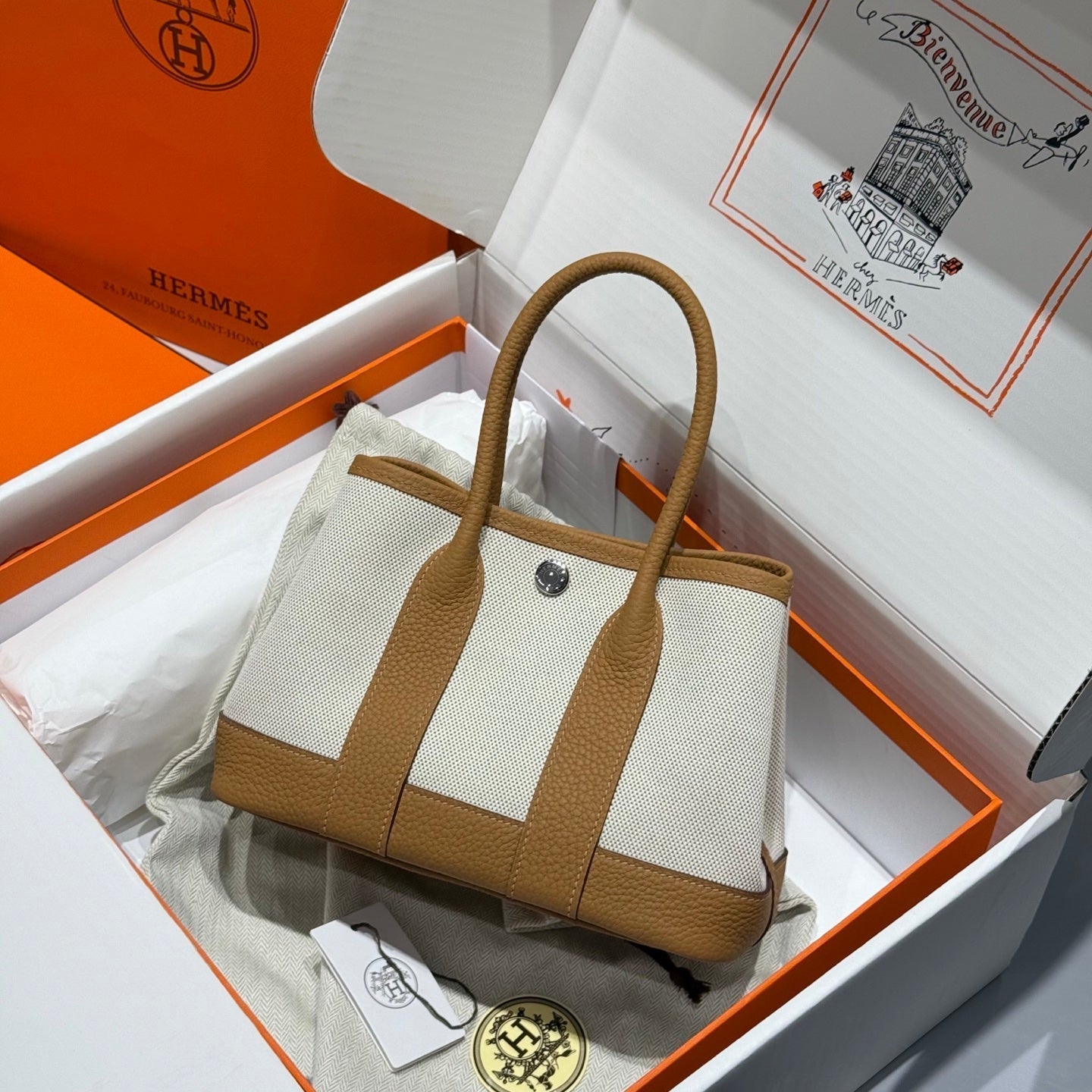 HM Neo Garden 23 bag Camel Canvas and Negonda Calfskin 243331