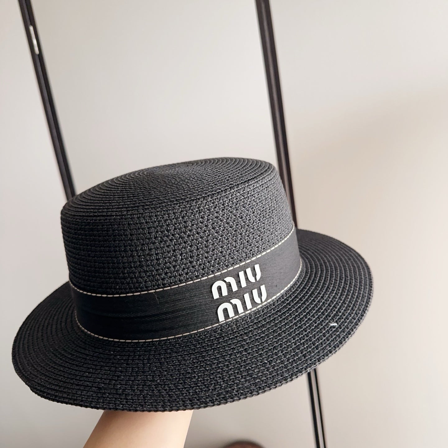 Miumiu Flat-Top Straw Hat 323449