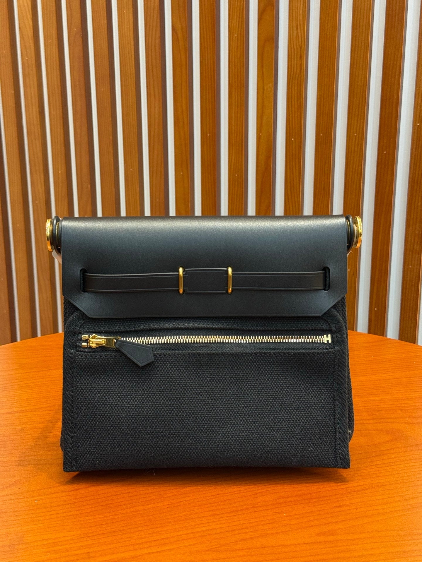 Hermes 2026 Herbag Zip 20cm Black Canvas Leather 284492