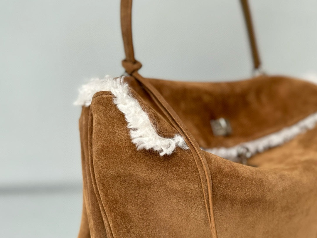 Balenciaga Small Rodeo Bag 40 Brown Suede Sliver Hardware