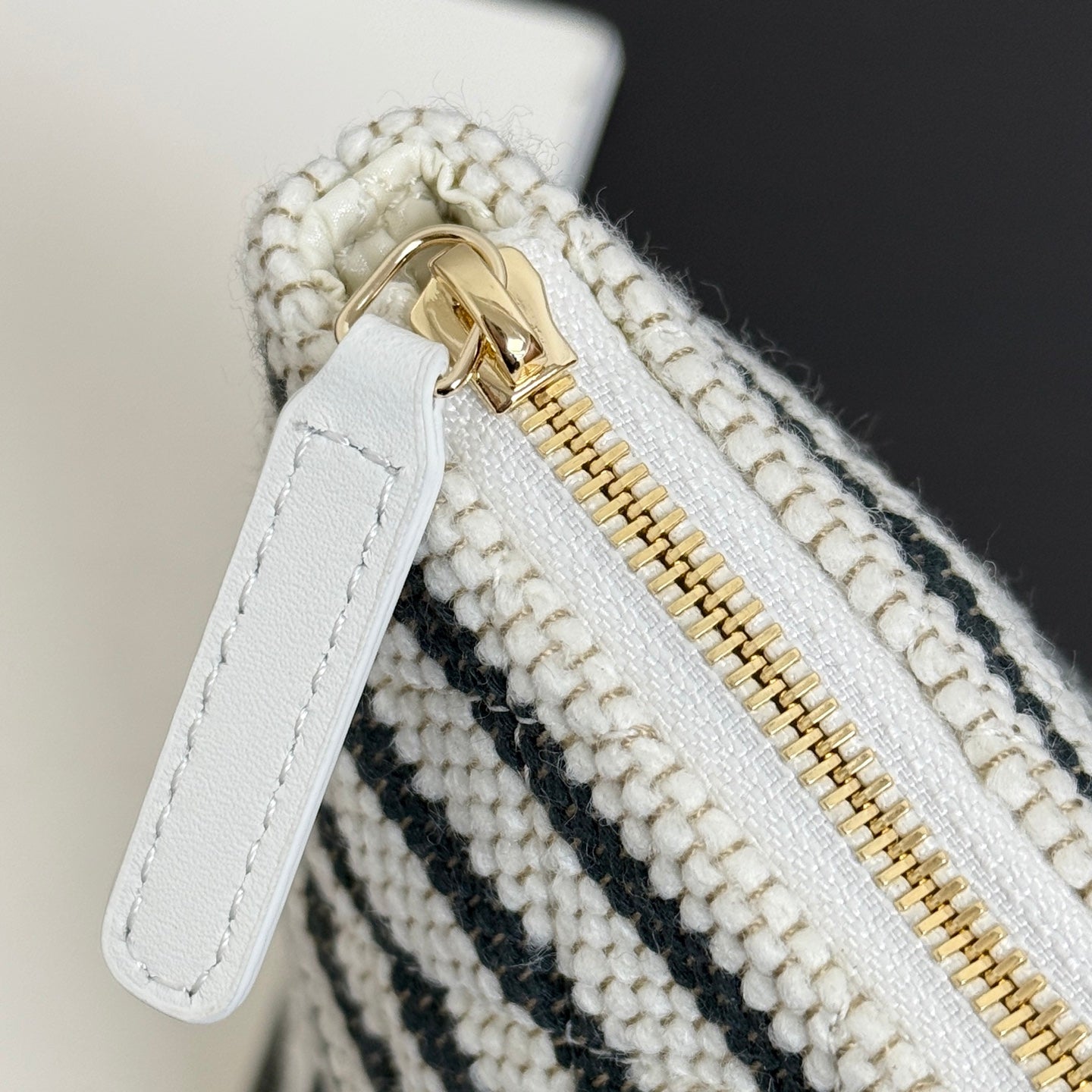 Chanel 26 Woven Clutch 19 White Black Canvas