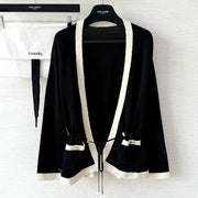 CC 25 V-neck Cardigan Black Laine-Wool