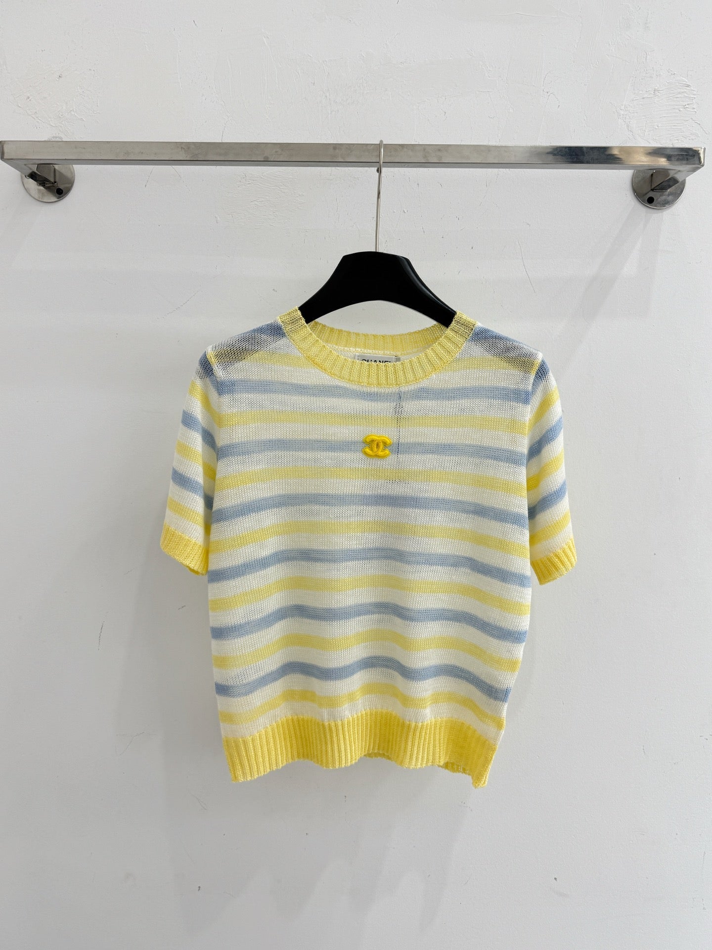 Chanel 2026 Striped Knit Short-sleeved Top Tencel Nylon 316880