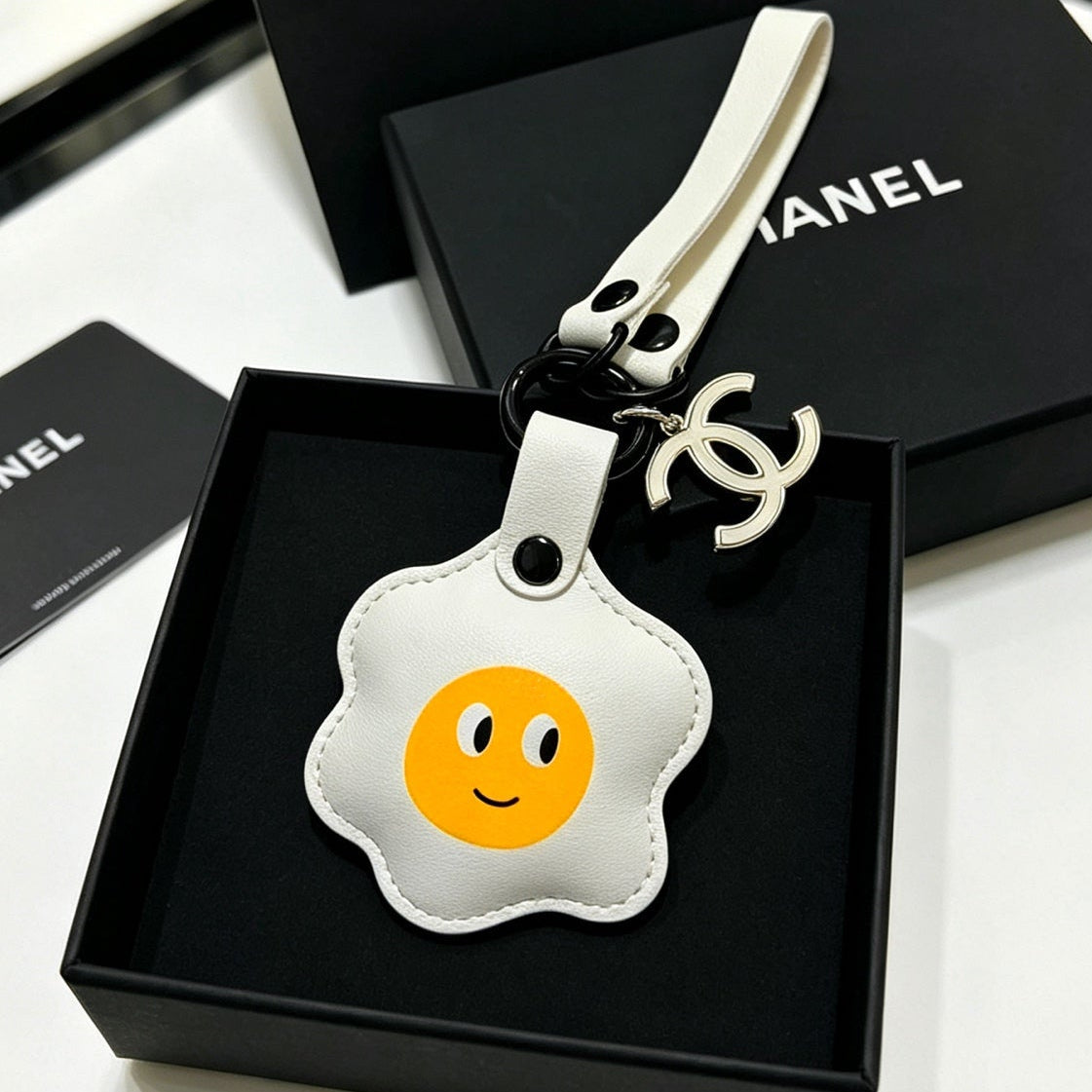 Chanel Fried Egg-shaped Charm Leather
