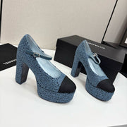 CC 25S Mary Jane Platform 11cm Calfskin Tweed