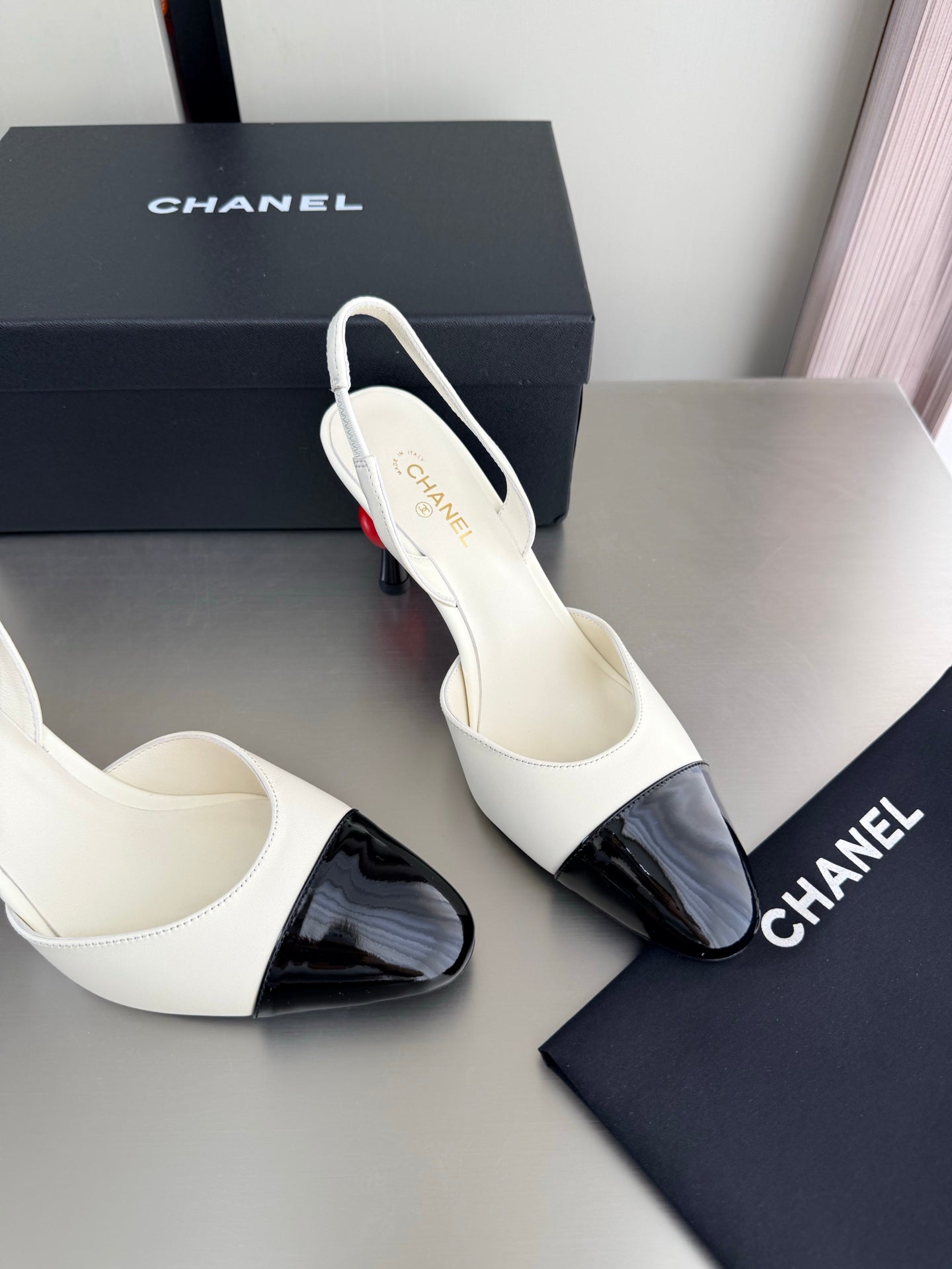 Chanel 2026 Little Red Apple Heel Slingback 85mm Lambskin 929465