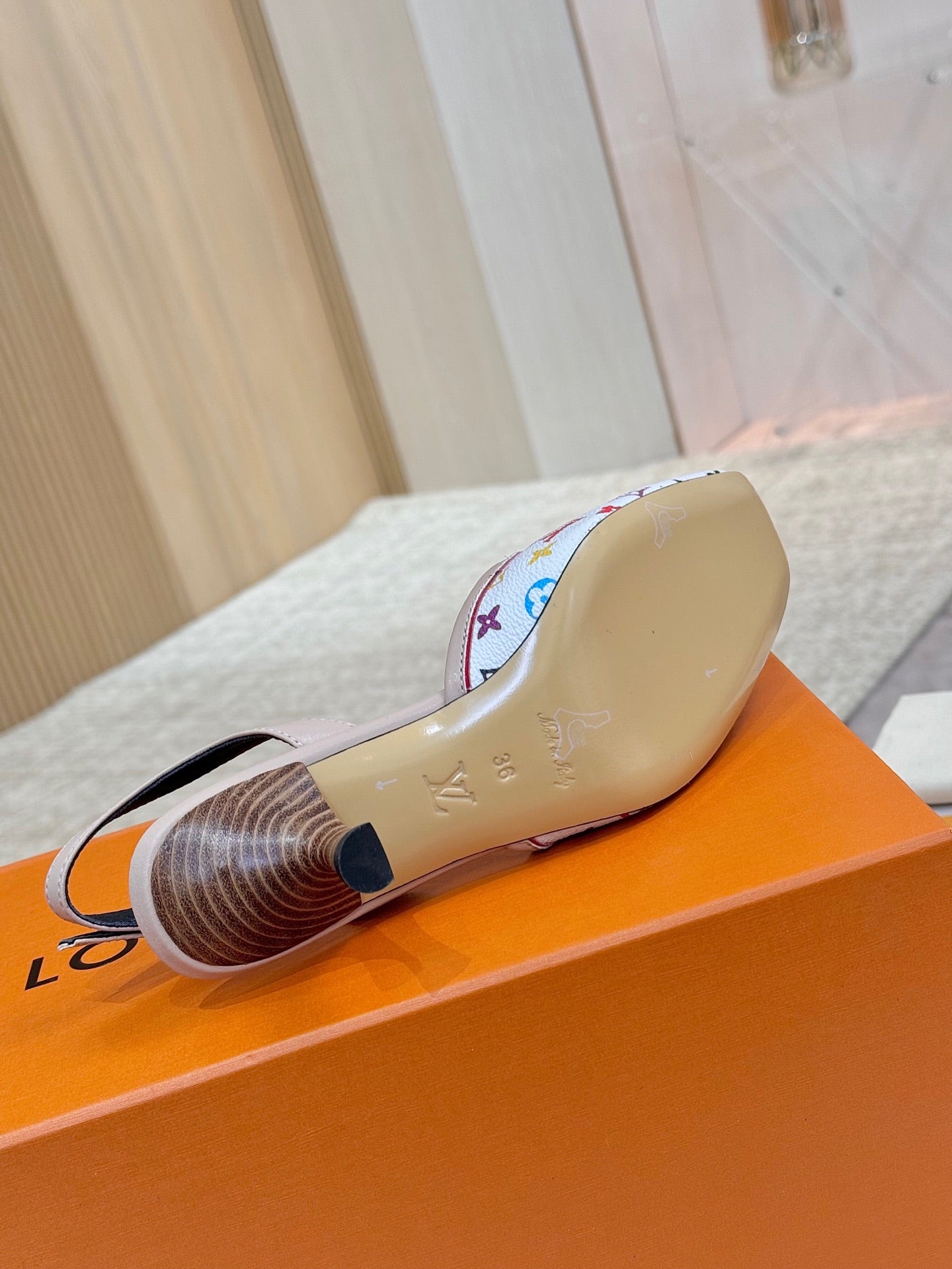 LV 26ss Slingback 60 White Pink Multicolor Cowhide 664900