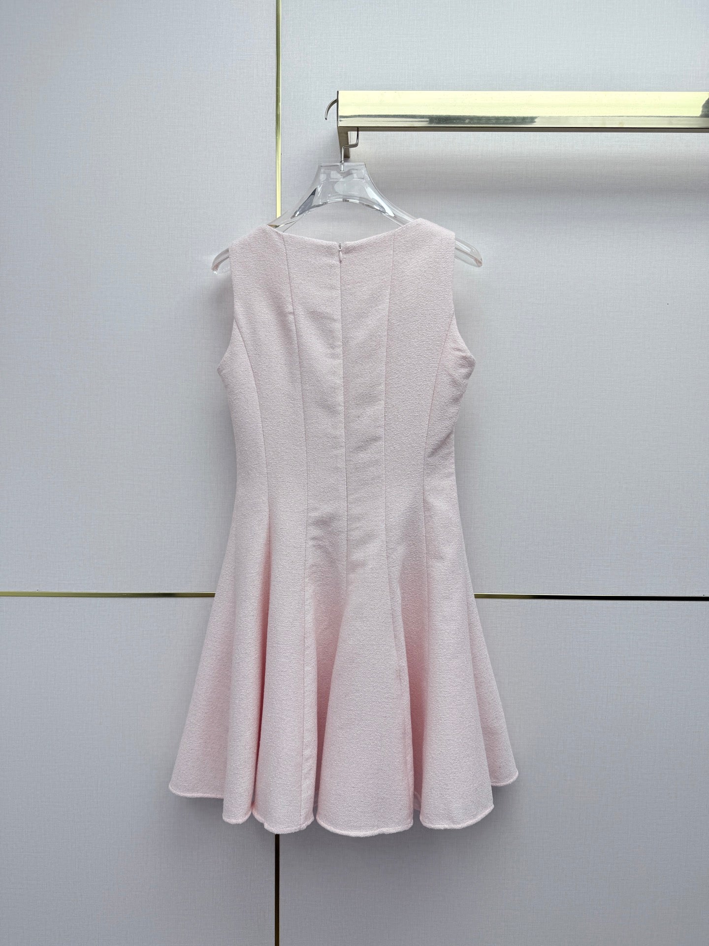 Dior 2026 Round Neck Sleeveless Dress Pink Polyester 380317