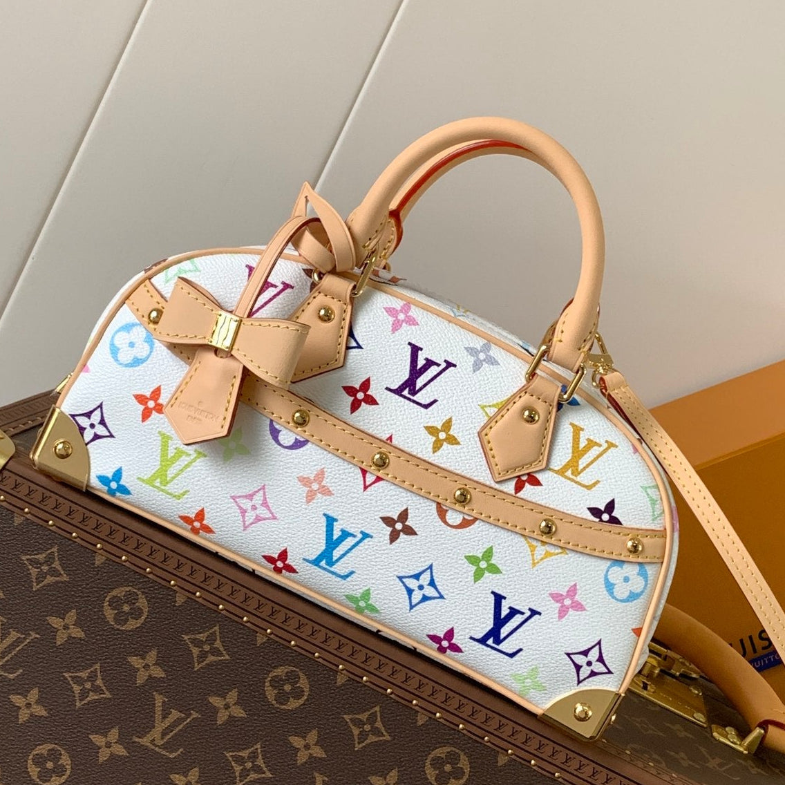 LV 2026 Handbag East West 27cm White mix Multicolor Canvas Cowhide 241104