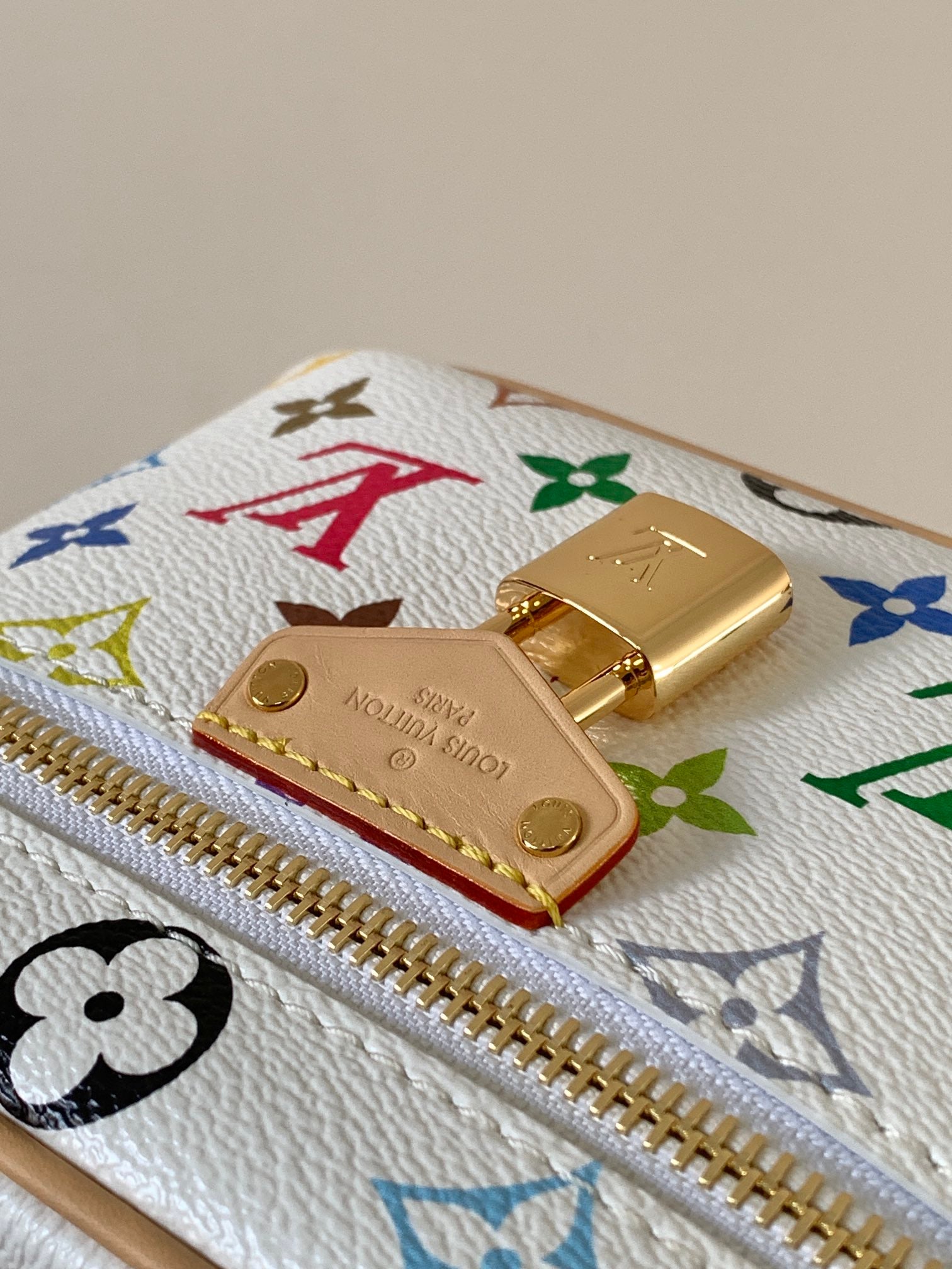 LV 2026 Vanity Chain Pouch 19cm White mix Multicolor Canvas Cowhide 252195