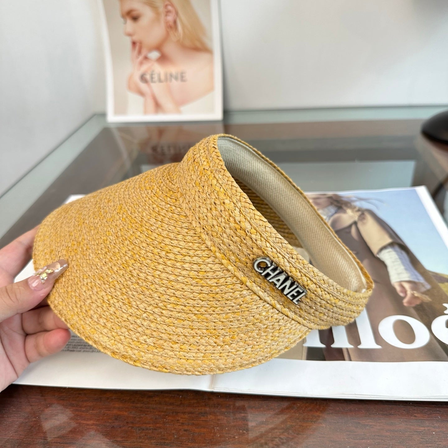 Chanel Visor Hat Raffia 343482