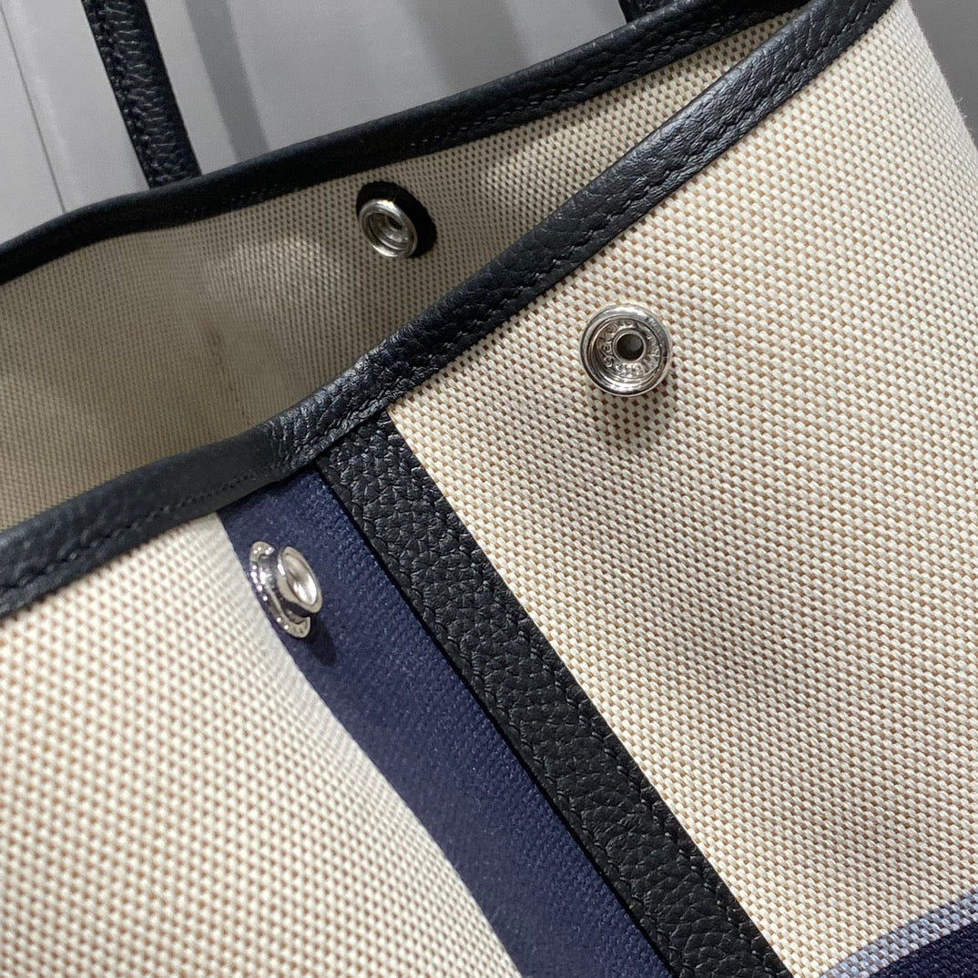 HM Garden Party 36 Bleu Indigo Canvas and Negonda Calfskin 243412