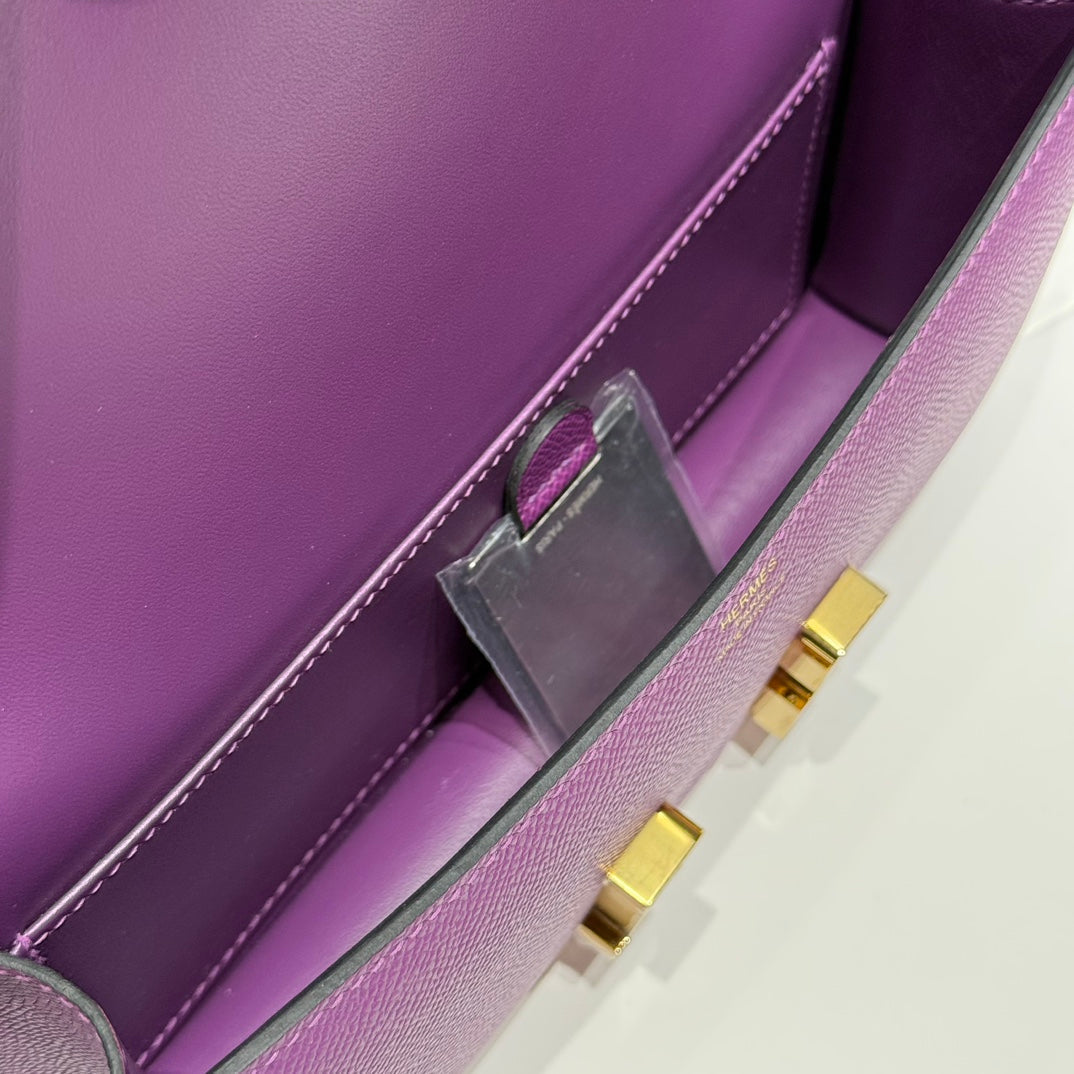 HM Constance Elan 24 Midnight Purple Epsom Gold Hardware 237344