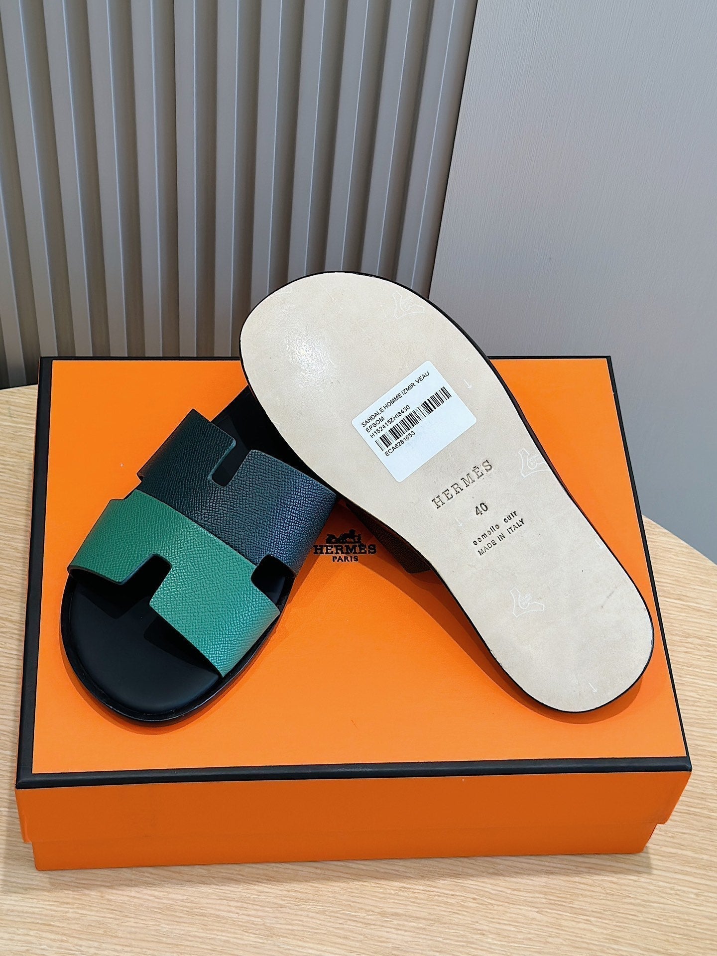 HM IZMIR SANDAL DENIM AND OCEAN CALFSKIN