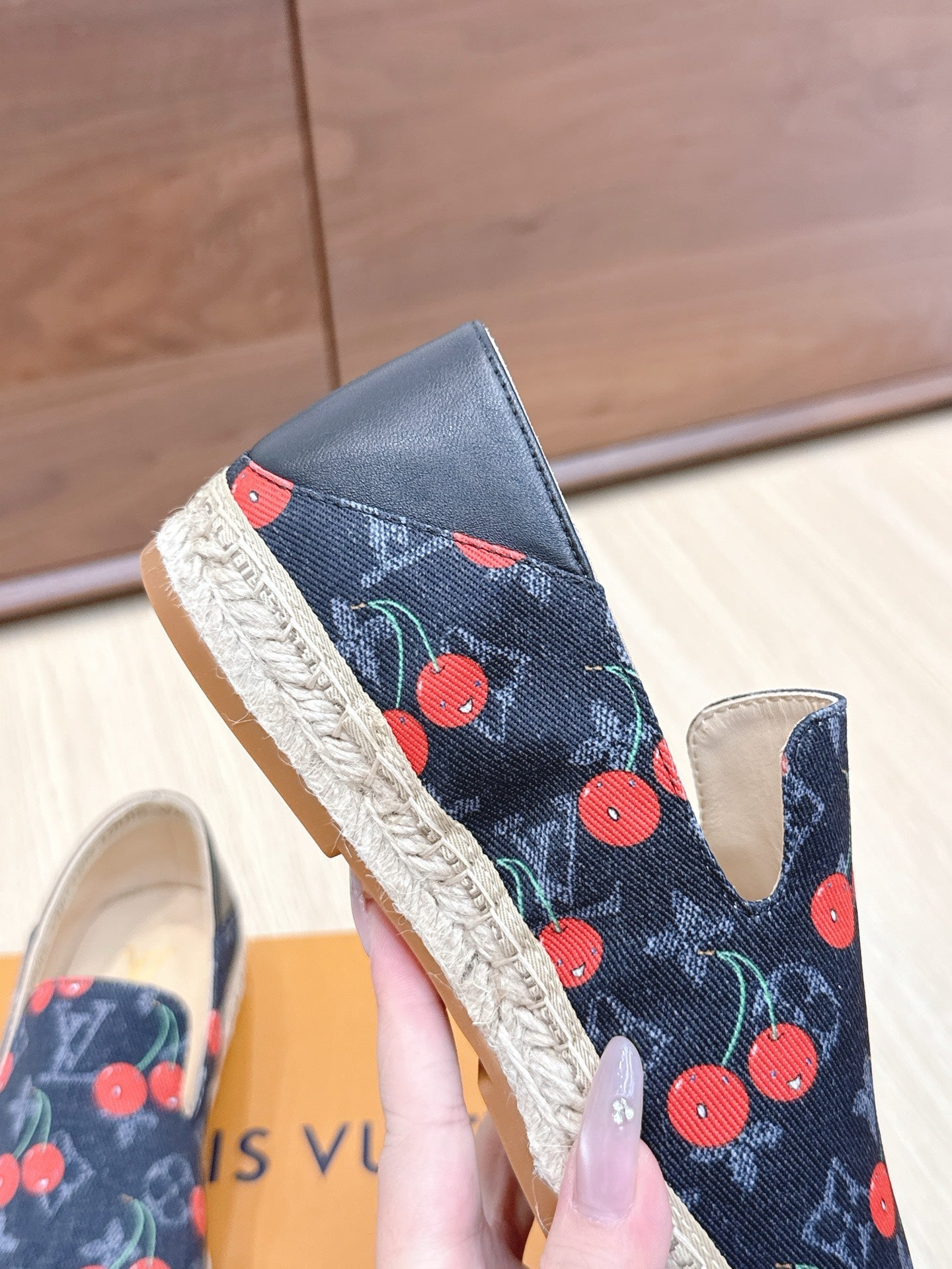LV 26ss Loafers Dark Blue Red Monogram Denim 656961