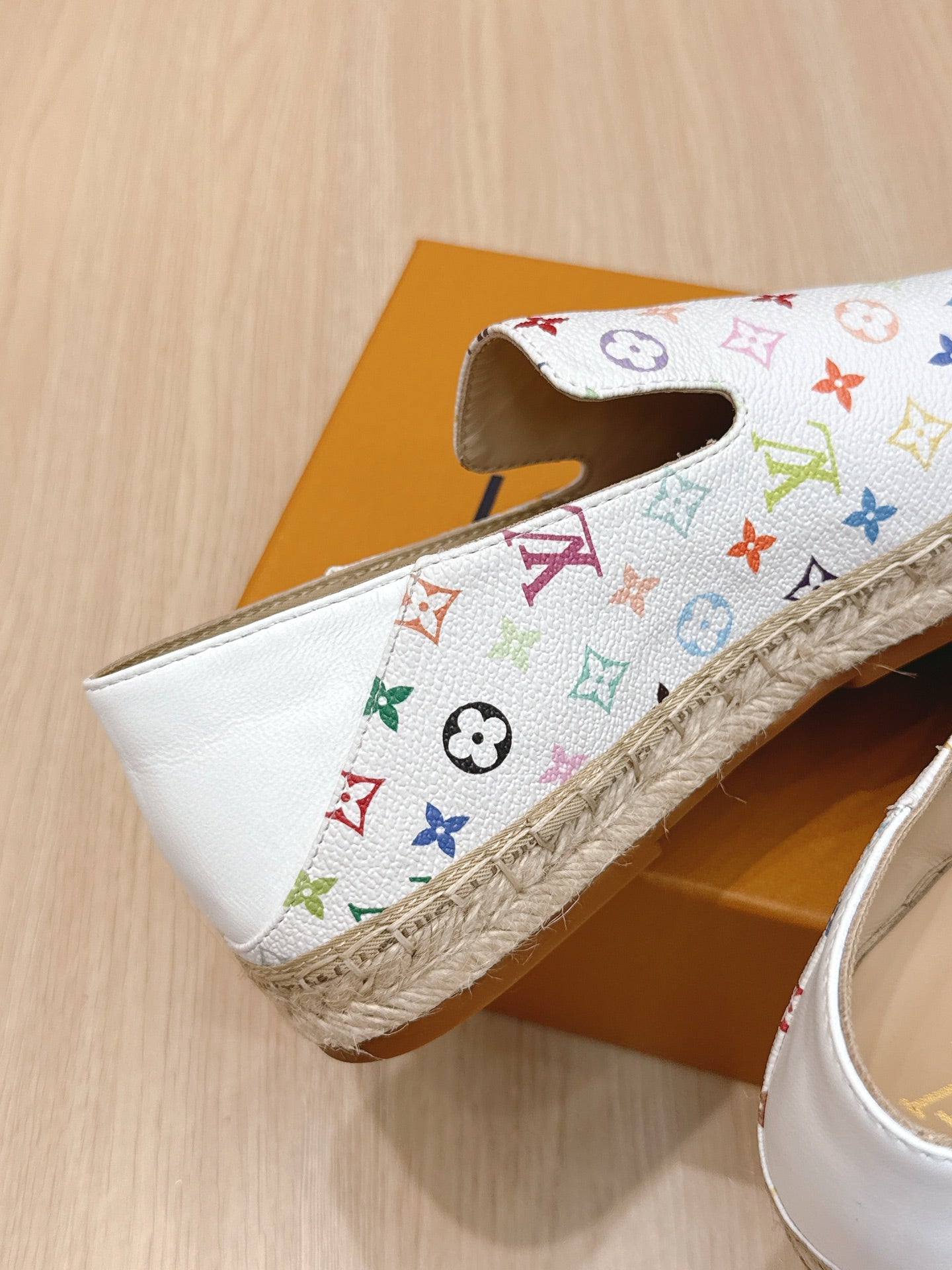 LV 26ss Loafers White Multicolor Monogram Genuine Leather 656962