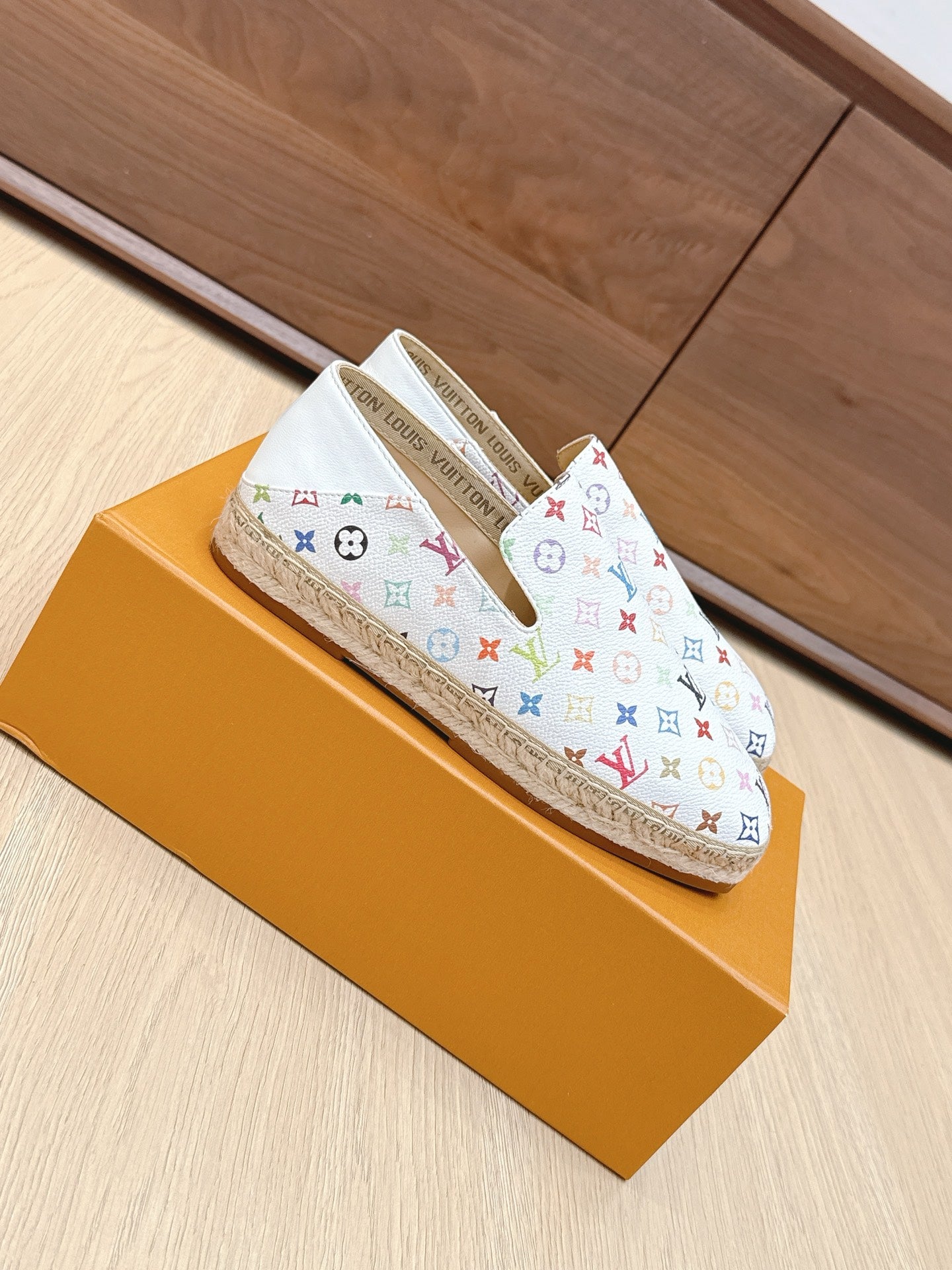 LV 26ss Loafers White Multicolor Monogram Genuine Leather 656962