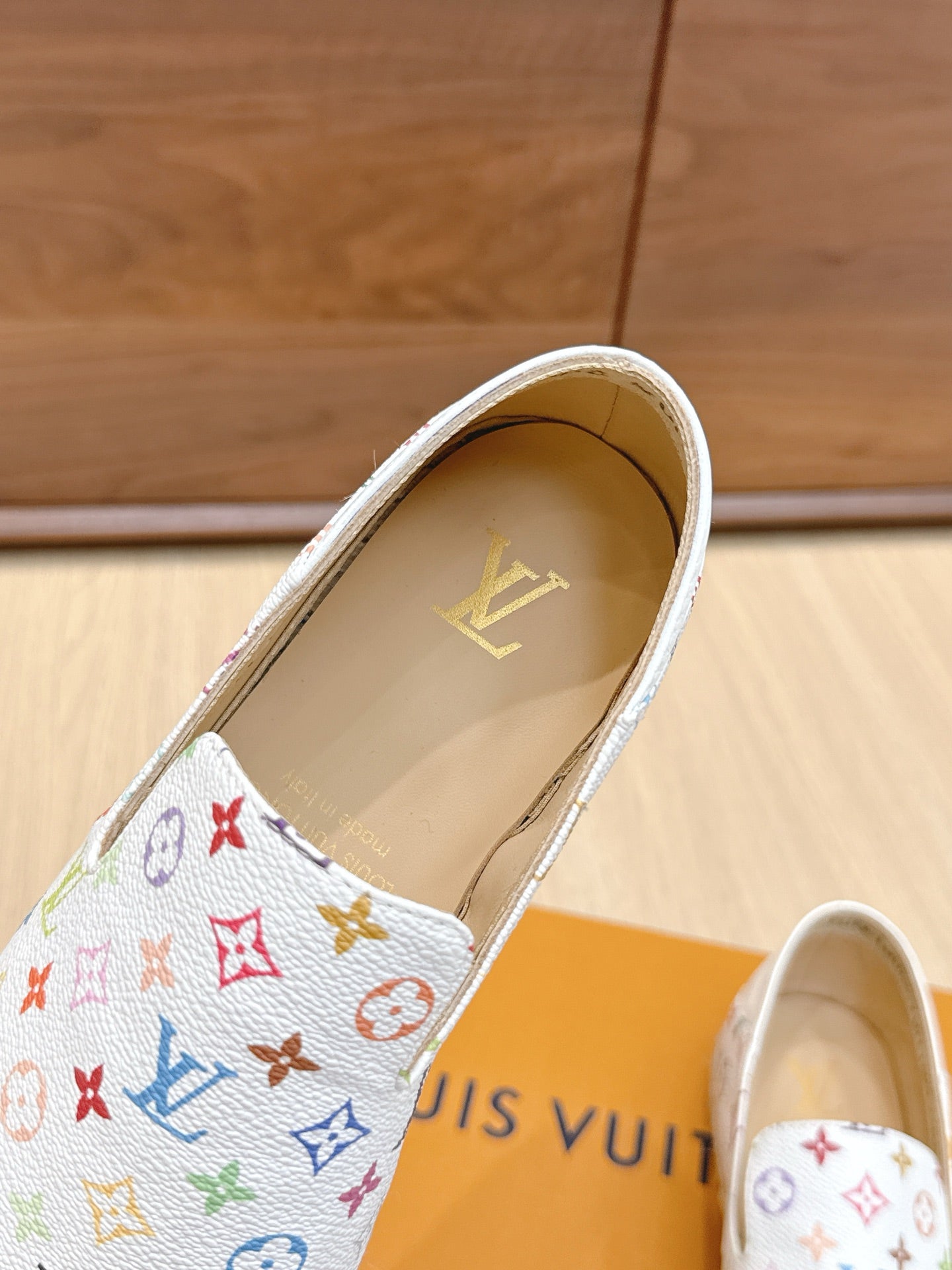 LV 26ss Loafers White Multicolor Monogram Genuine Leather 656962