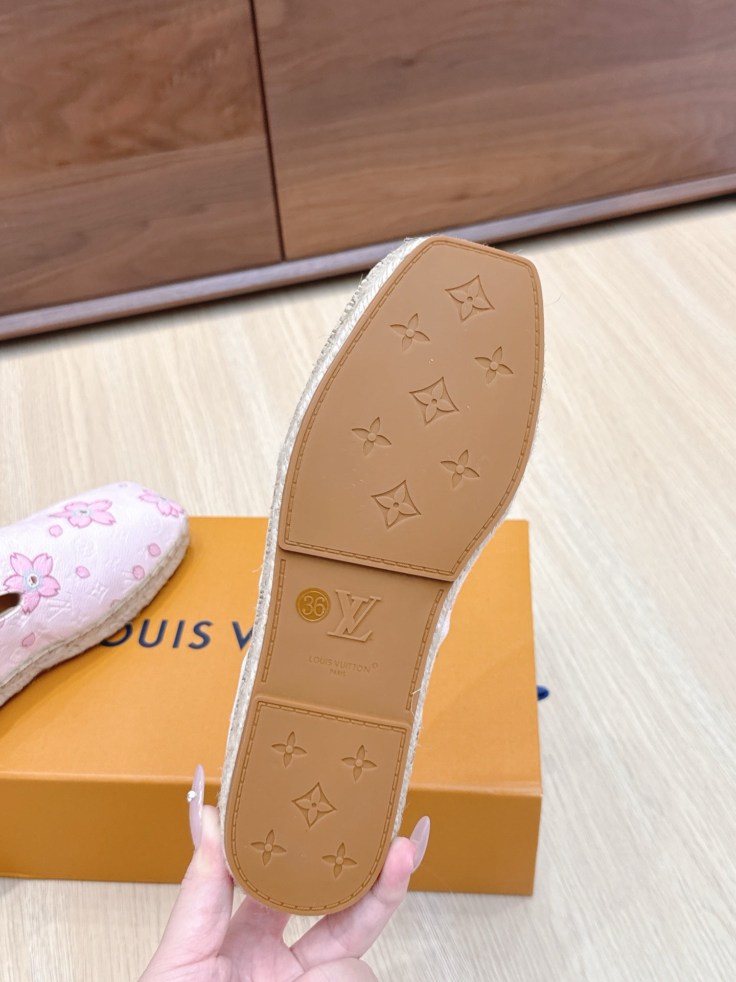 LV 26ss Loafers Light Pink Monogram Genuine Leather 656963