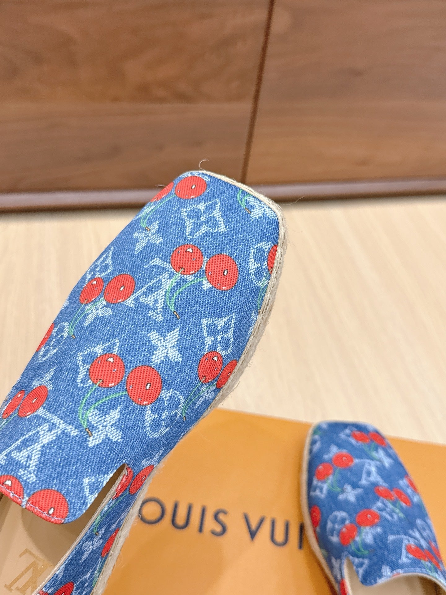 LV 26ss Loafers Blue Red Monogram Denim 656964