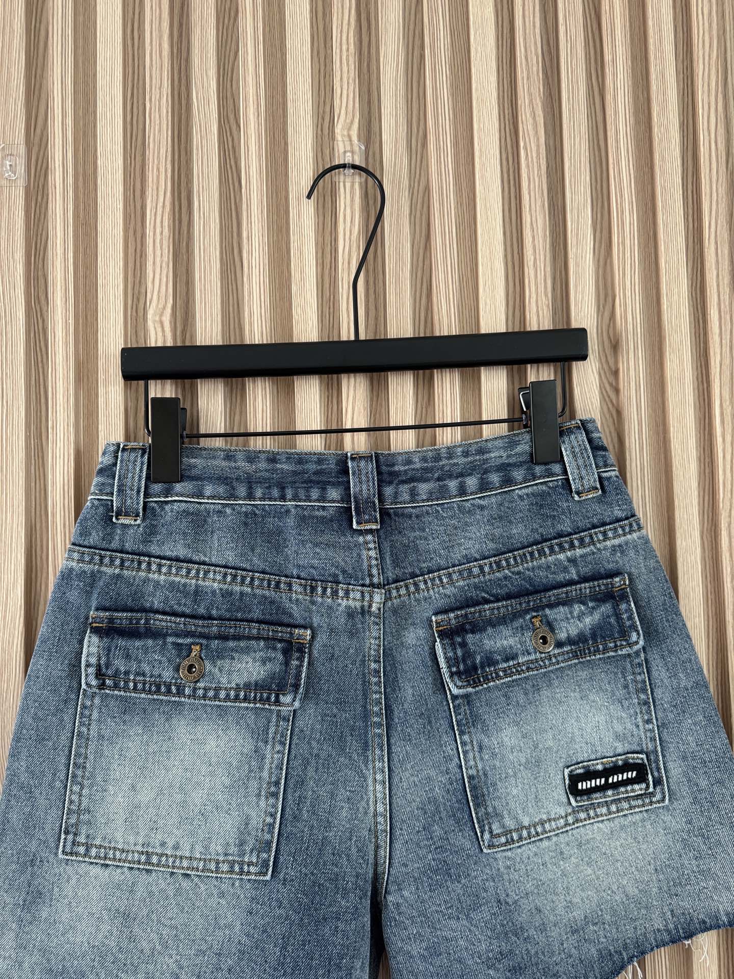 Miumiu 2026 Retro Cargo Denim Shorts Blue Cotton 443831