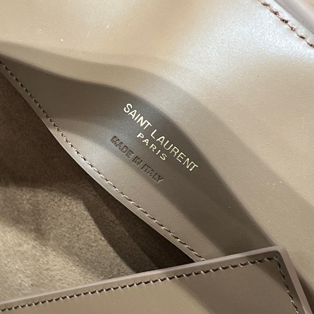 YSL Bucket Bag 20 Taupe Calfskin Leather