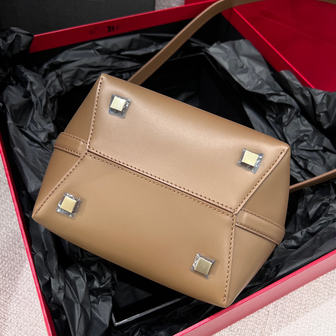 YSL Bucket Bag 17 Taupe Calfskin Leather