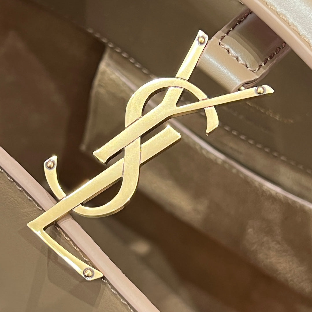 YSL Bucket Bag 17 Taupe Calfskin Leather