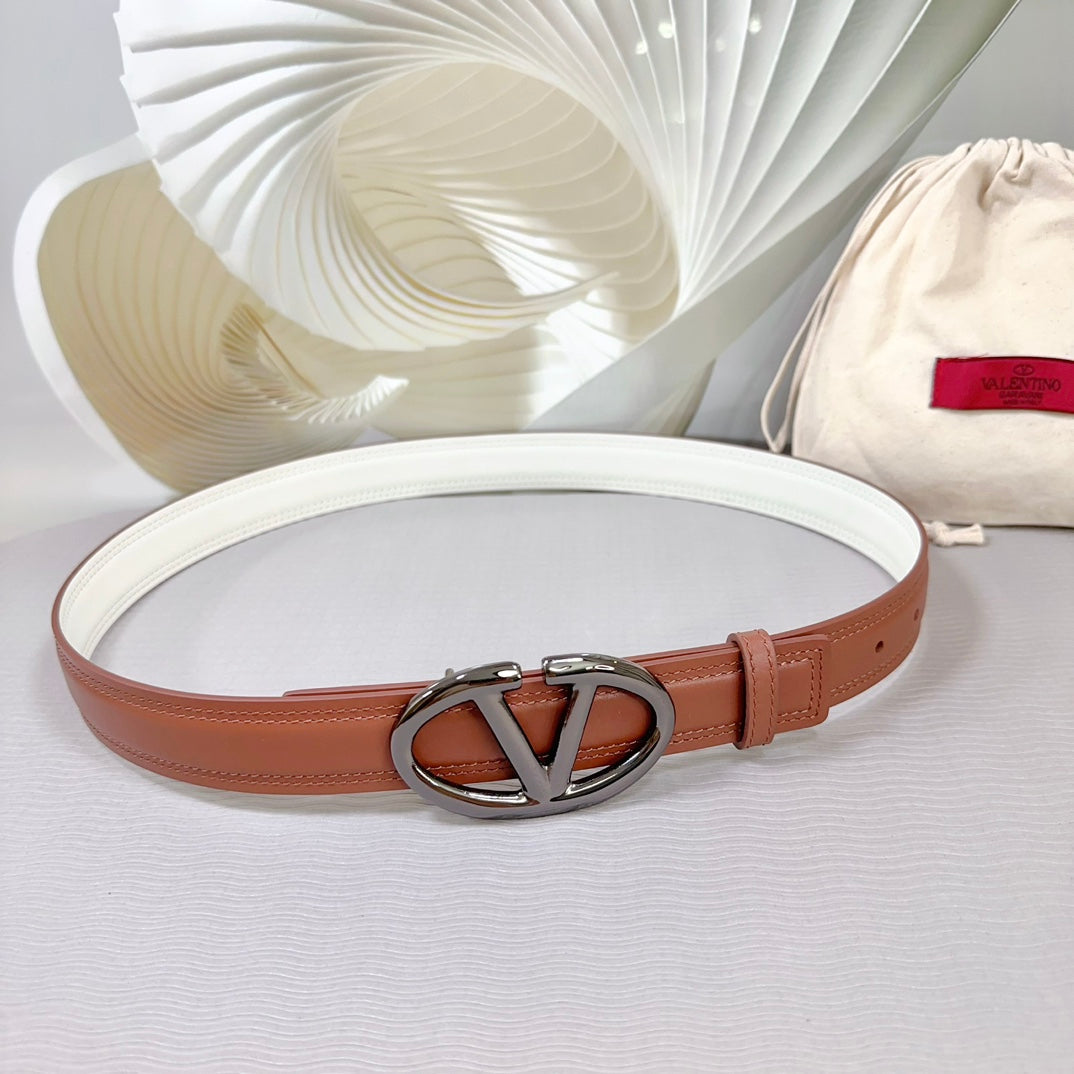 The Bold Edition Belt 30mm Brown White Calfskin Black Buckle