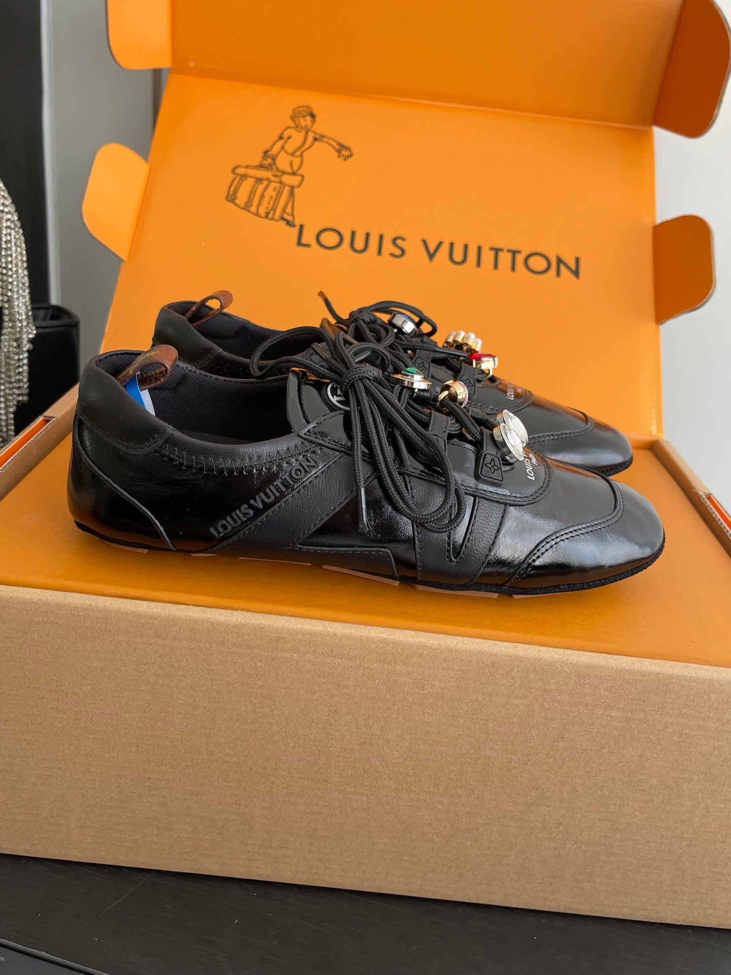 LV 26ss Ballet Sneakers Black Patent Leather 631487