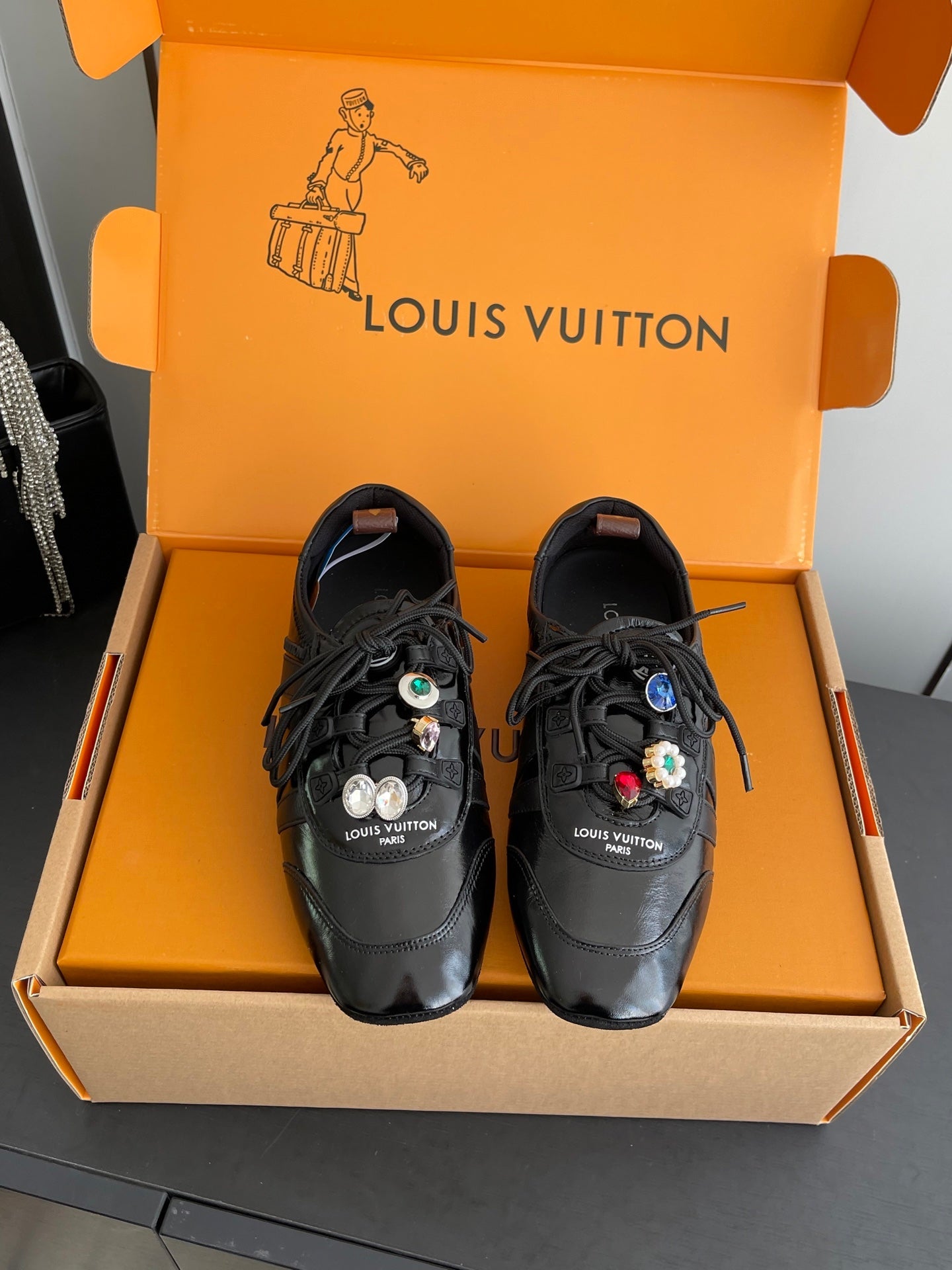 LV 26ss Ballet Sneakers Black Patent Leather 631487