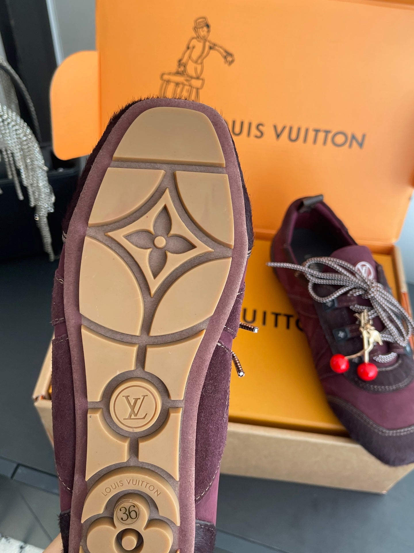 LV 26ss Ballet Sneakers Burgundy Suede 631491