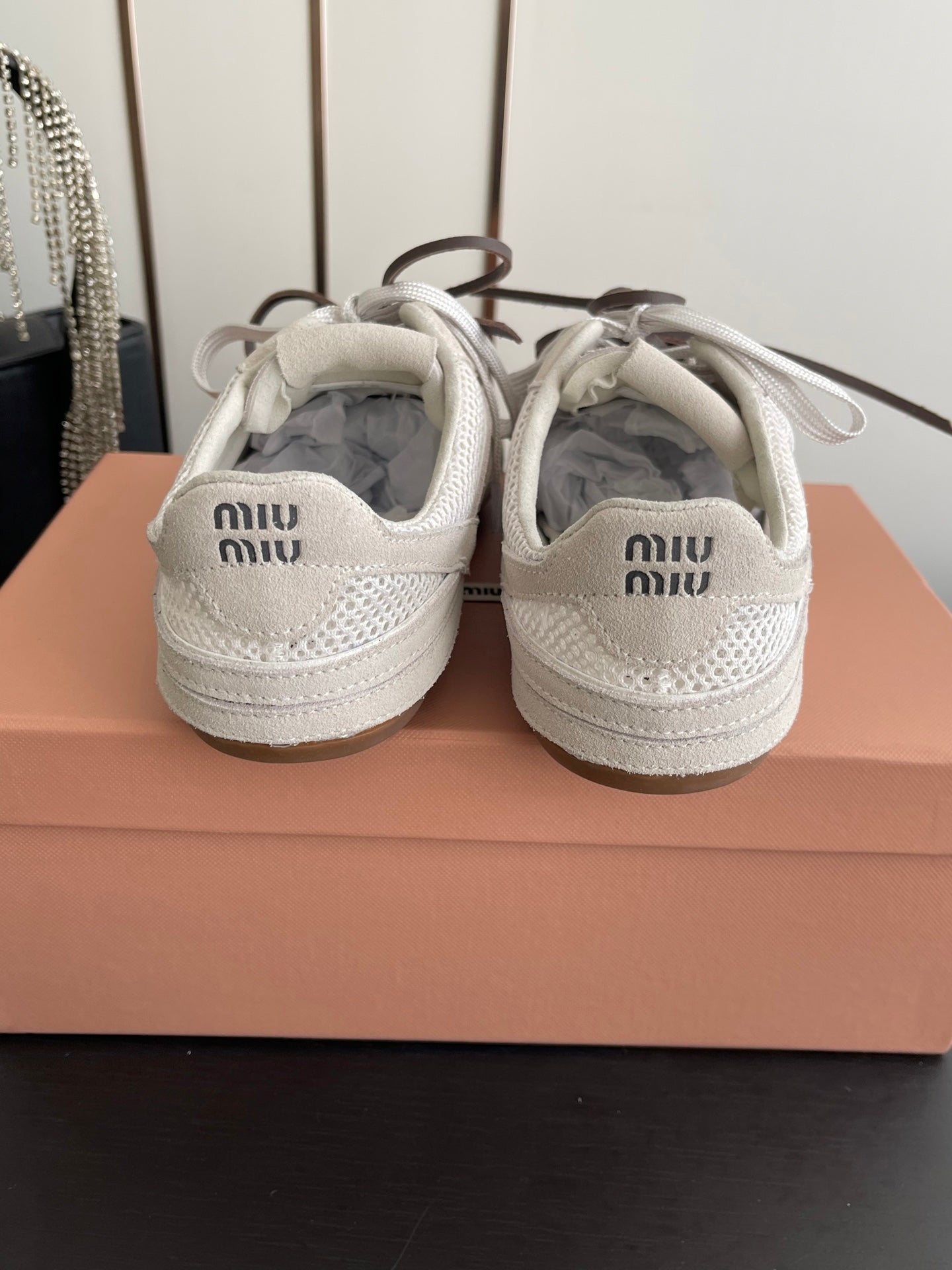 MIU 26 Casual Sneaker Light Beige Fabric Suede 631631