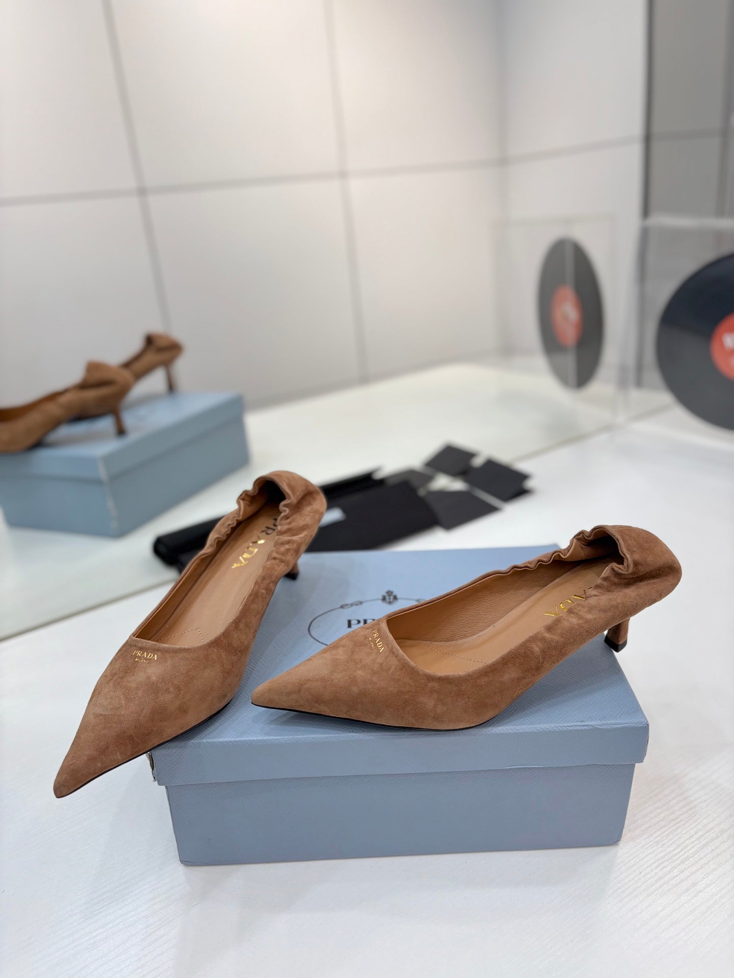 PRA 26S Pointed Toe High Heels 55 Brown Suede 627127