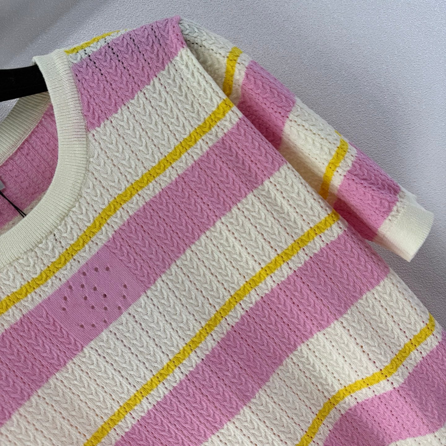 Chanel 2026 Striped Short-sleeve Top Cotton Wool Cashmere 395495