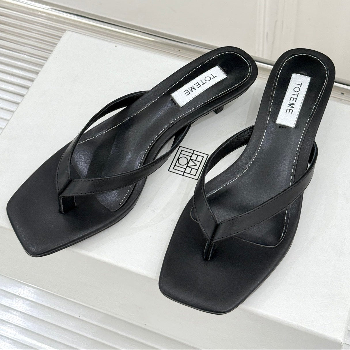 Toteme Thong Sandal Black Leather