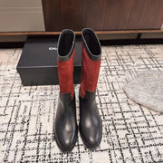 Chanel 25A Winter New Hight Boots Black Red Cowhide 393517