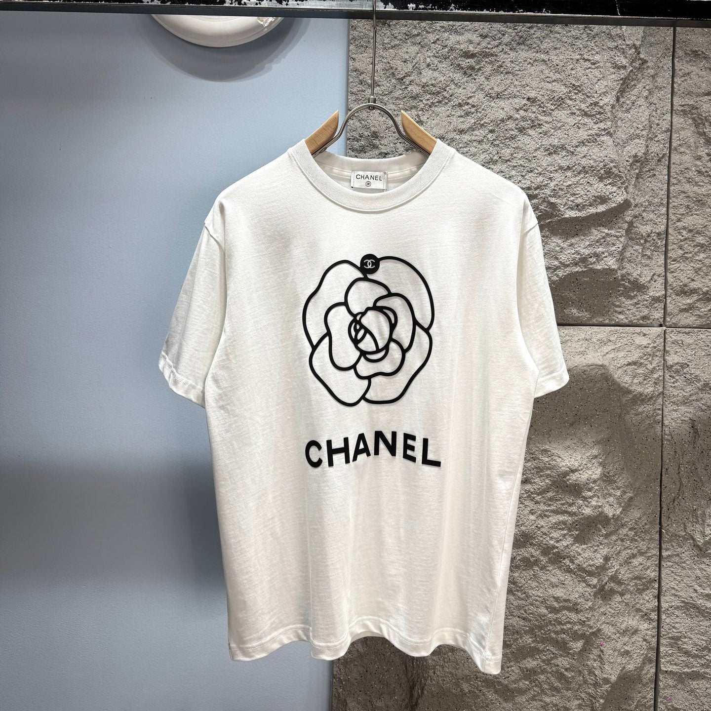 Chanel 2026 Logo Short-Sleeve T-Shirt White Cotton
