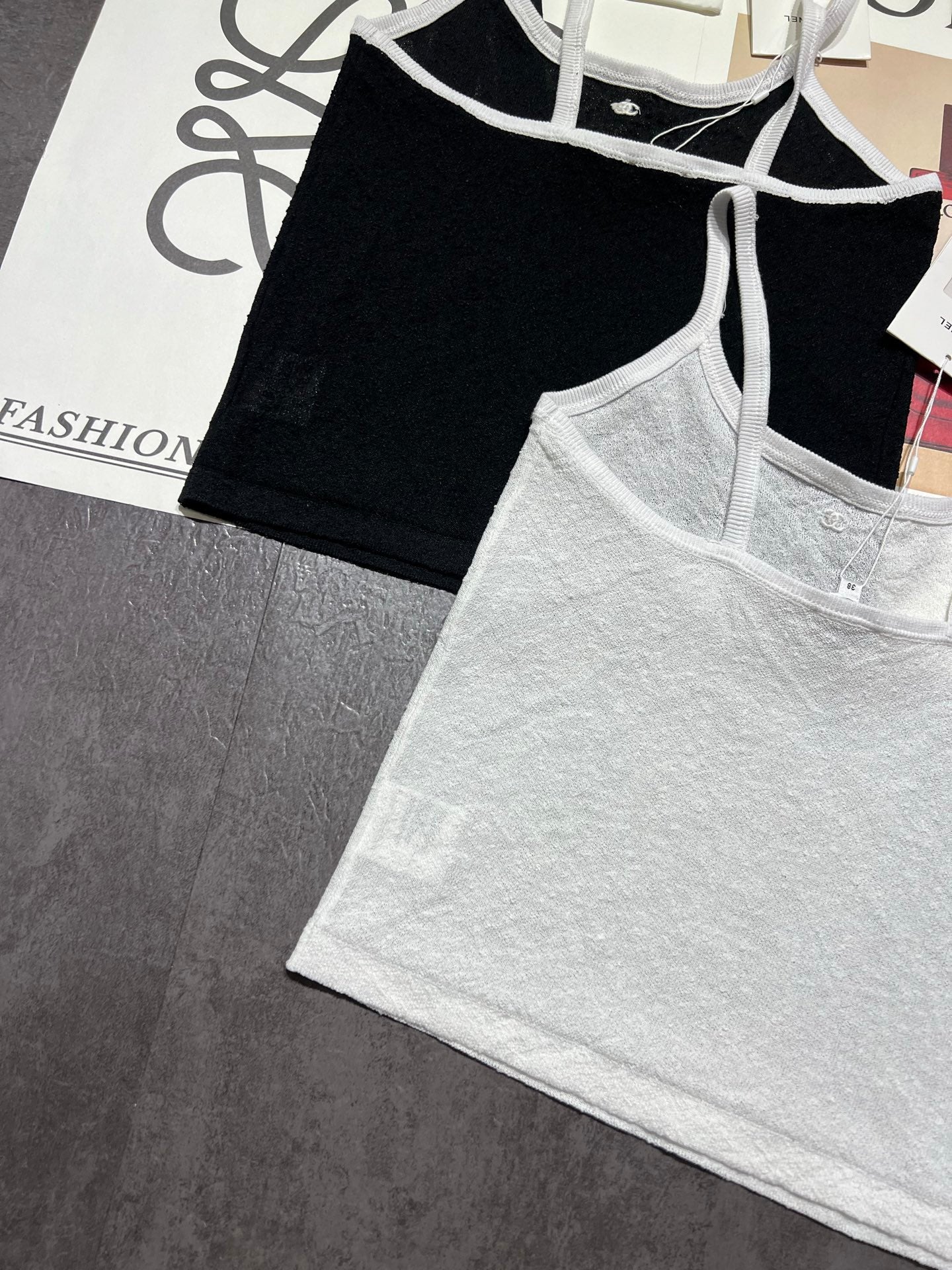 Chanel 2026 Camisole Black and White Cotton Linen