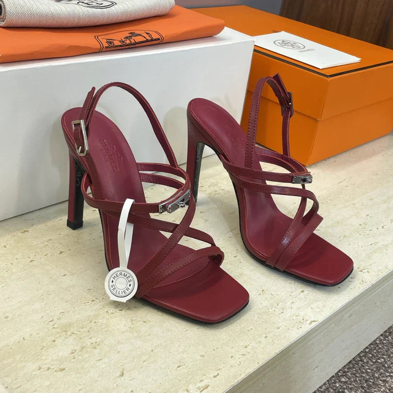 HM 26ss Kelly Silver Buckle Sandals Calfskin