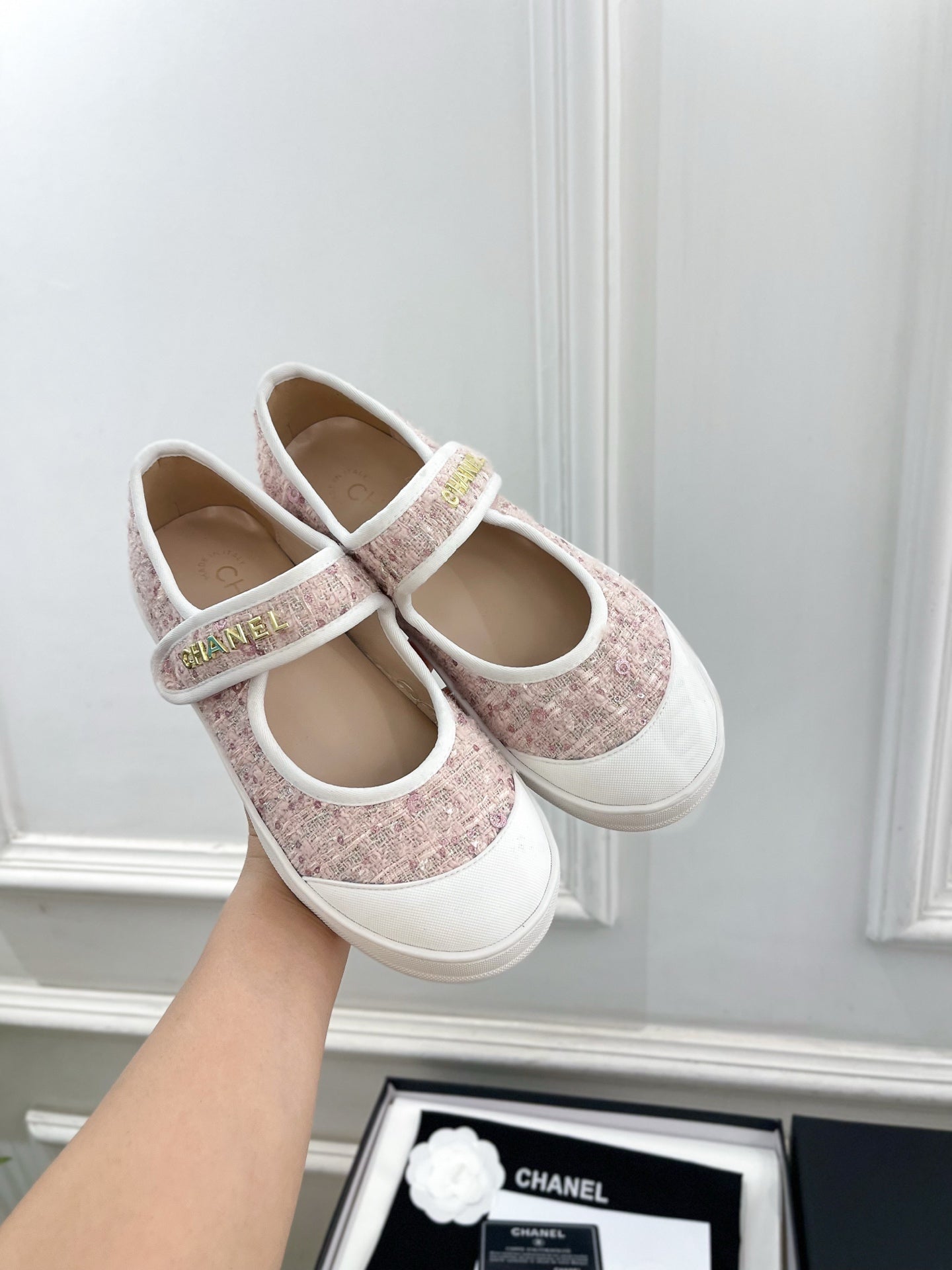 Chanel 2026 Mary Jane Shoes Sheepskin Tweed 831463