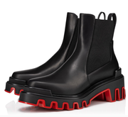 Christian Louboutin Marchacroche Dune Boots Black Red Calfskin